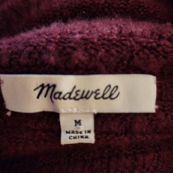 Madewell cowl neck pullover sweater Medium maroon burgundy color - Picture 5 of 9